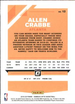 2019-20 Donruss Optic #12 Allen Crabbe Back