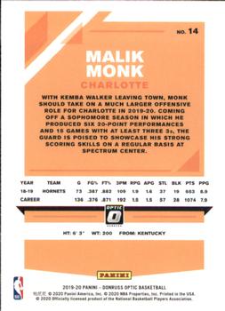 2019-20 Donruss Optic #14 Malik Monk Back
