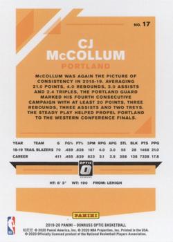 2019-20 Donruss Optic #17 CJ McCollum Back