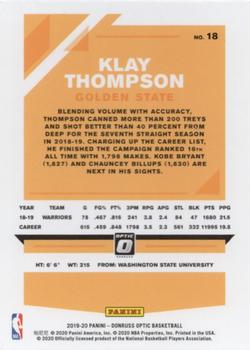 2019-20 Donruss Optic #18 Klay Thompson Back