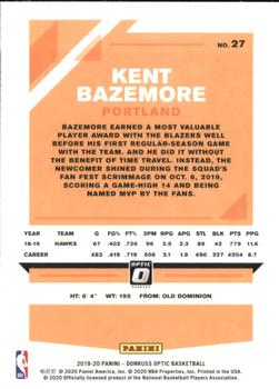 2019-20 Donruss Optic #27 Kent Bazemore Back