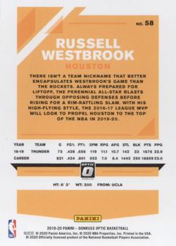 2019-20 Donruss Optic #58 Russell Westbrook Back