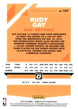 2019-20 Donruss Optic #137 Rudy Gay Back
