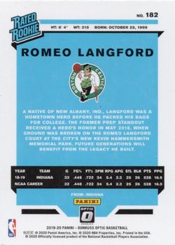 2019-20 Donruss Optic #182 Romeo Langford Back