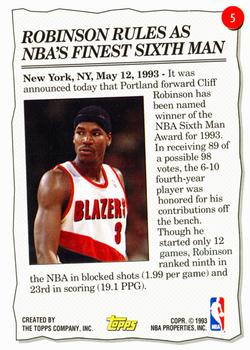 1993-94 Topps #5 Clifford Robinson Back