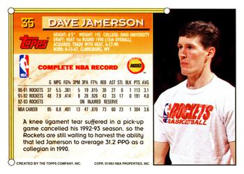 1993-94 Topps #35 Dave Jamerson Back