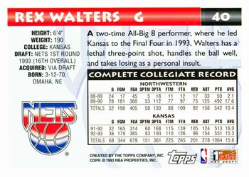 1993-94 Topps #40 Rex Walters Back