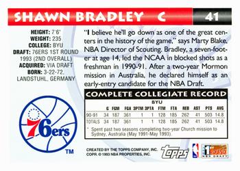 1993-94 Topps #41 Shawn Bradley Back