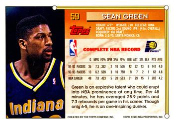 1993-94 Topps #59 Sean Green Back