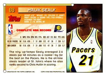 1993-94 Topps #69 Malik Sealy Back