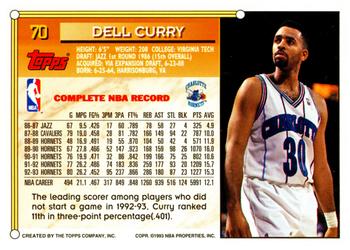 1993-94 Topps #70 Dell Curry Back