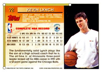1993-94 Topps #72 Kevin Lynch Back