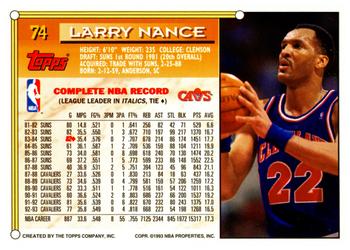 1993-94 Topps #74 Larry Nance Back