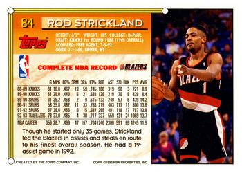 1993-94 Topps #84 Rod Strickland Back