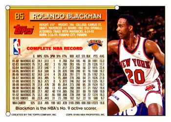 1993-94 Topps #85 Rolando Blackman Back