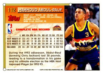 1993-94 Topps #112 Mahmoud Abdul-Rauf Back