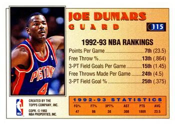 1993-94 Topps #115 Joe Dumars Back