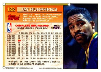 1993-94 Topps #122 Jay Humphries Back