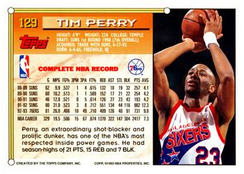 1993-94 Topps #129 Tim Perry Back