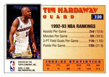 1993-94 Topps #130 Tim Hardaway Back