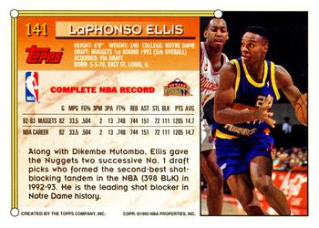 1993-94 Topps #141 LaPhonso Ellis Back