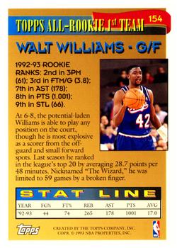 1993-94 Topps #154 Walt Williams Back