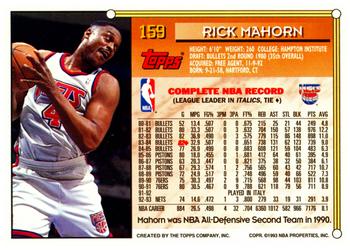 1993-94 Topps #159 Rick Mahorn Back