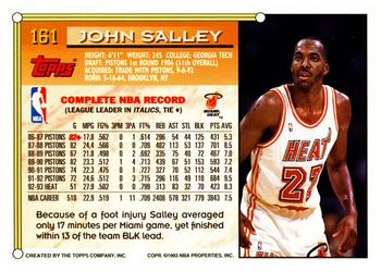 1993-94 Topps #161 John Salley Back