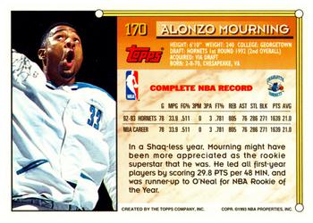 1993-94 Topps #170 Alonzo Mourning Back