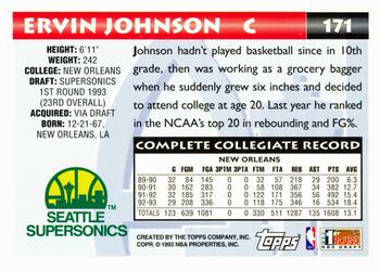 1993-94 Topps #171 Ervin Johnson Back
