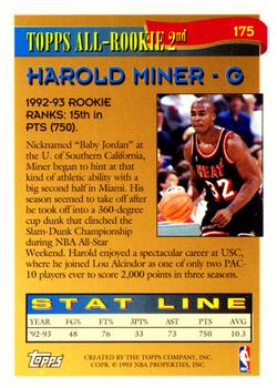 1993-94 Topps #175 Harold Miner Back