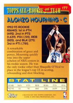 1993-94 Topps #177 Alonzo Mourning Back