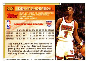 1993-94 Topps #222 Kenny Anderson Back