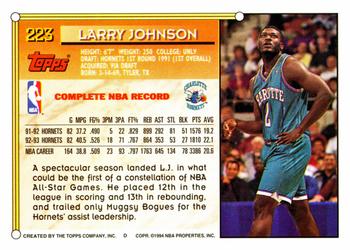 1993-94 Topps #223 Larry Johnson Back