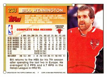 1993-94 Topps #238 Bill Wennington Back