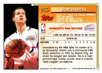 1993-94 Topps #255 Bob Martin Back