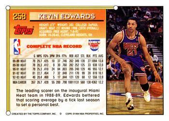 1993-94 Topps #258 Kevin Edwards Back