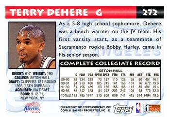 1993-94 Topps #272 Terry Dehere Back
