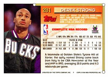 1993-94 Topps #281 Derek Strong Back