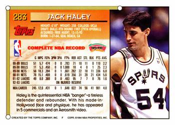 1993-94 Topps #283 Jack Haley Back