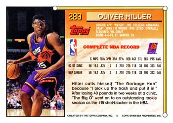 1993-94 Topps #289 Oliver Miller Back