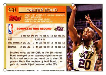 1993-94 Topps #291 Walter Bond Back