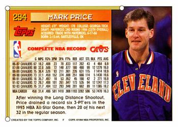 1993-94 Topps #294 Mark Price Back