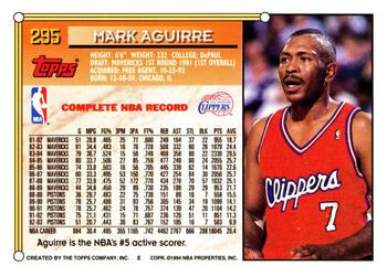 1993-94 Topps #295 Mark Aguirre Back
