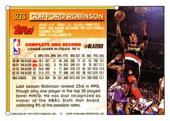 1993-94 Topps #303 Clifford Robinson Back