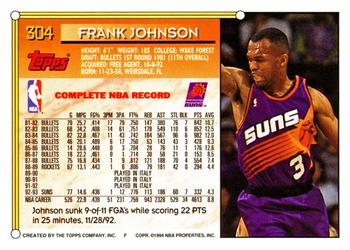1993-94 Topps #304 Frank Johnson Back