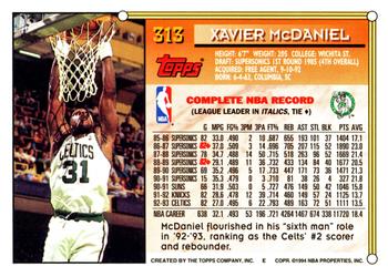 1993-94 Topps #313 Xavier McDaniel Back
