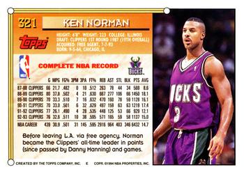 1993-94 Topps #321 Ken Norman Back
