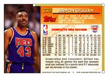 1993-94 Topps #330 Armon Gilliam Back