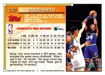 1993-94 Topps #342 Doug Smith Back